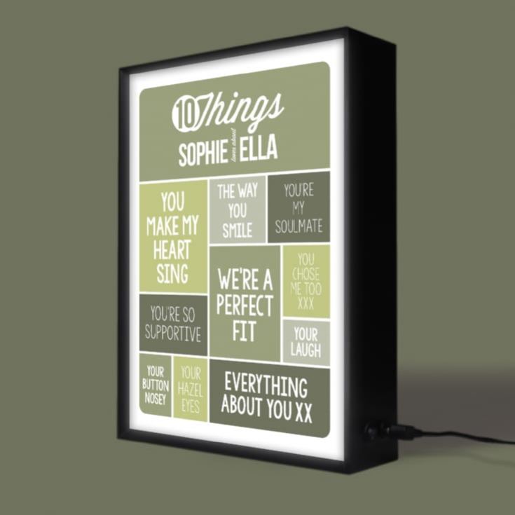 10 Things I Love Personalised Light Box With Names product image