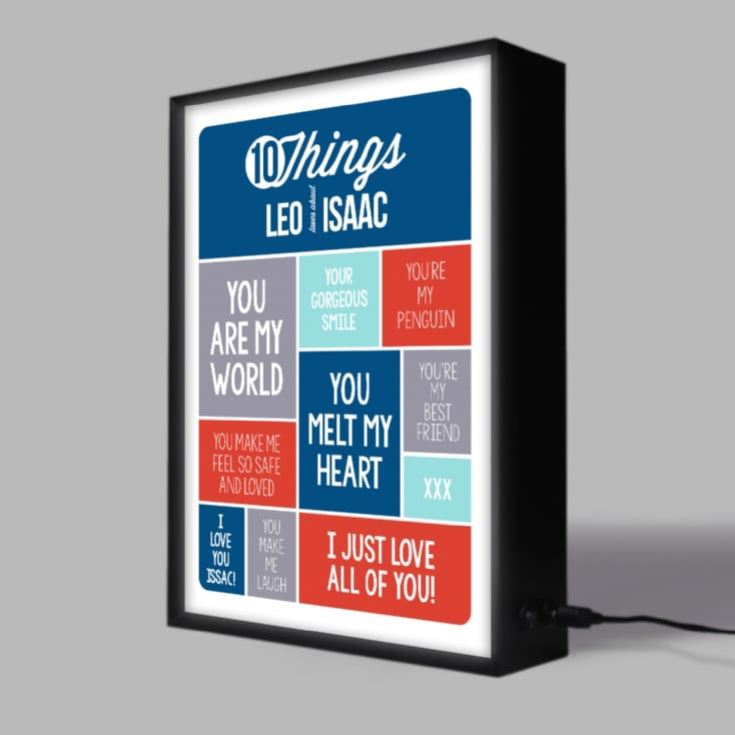 10 Things I Love Personalised Light Box With Names product image