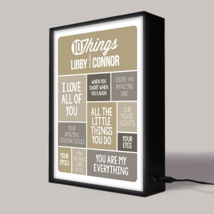 10 Things I Love Personalised Light Box With Names product image