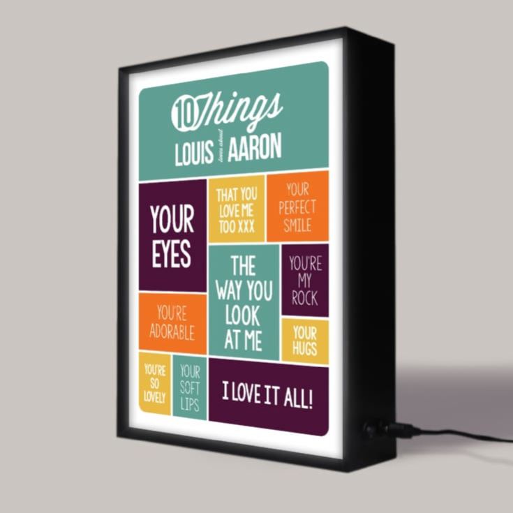 10 Things I Love Personalised Light Box With Names product image