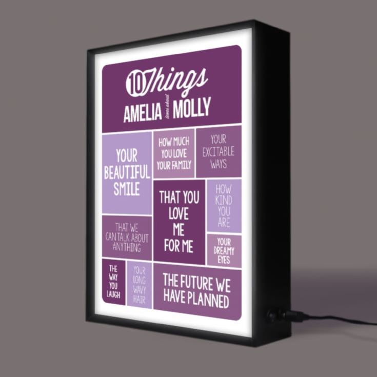 10 Things I Love Personalised Light Box With Names product image