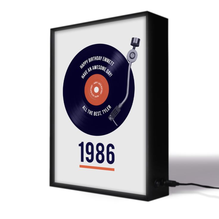 Personalised 40th Birthday Retro Record Light Box product image