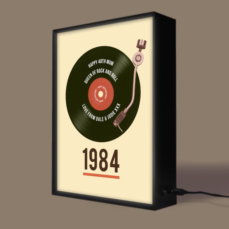 Personalised 40th Birthday Retro Record Light Box product image