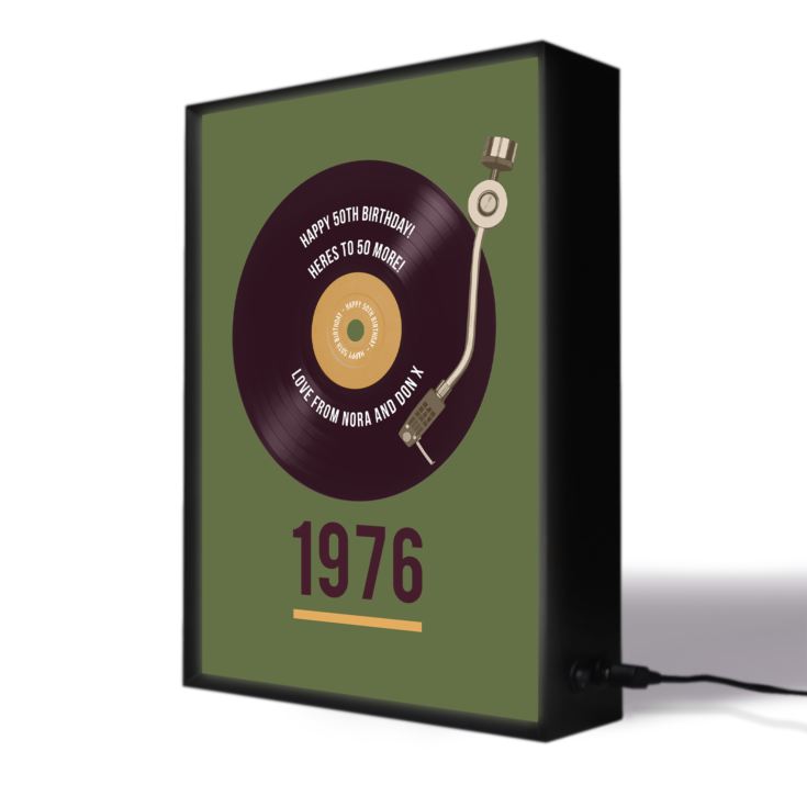 Personalised 50th Birthday Retro Record Light Box product image