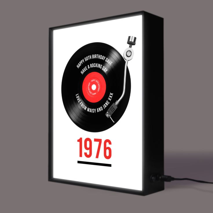 Personalised 50th Birthday Retro Record Light Box product image