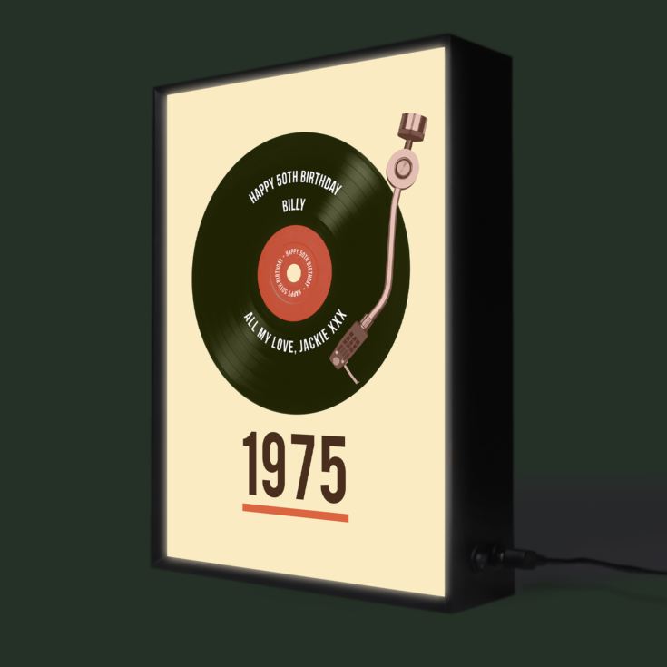 Personalised 50th Birthday Retro Record Light Box product image