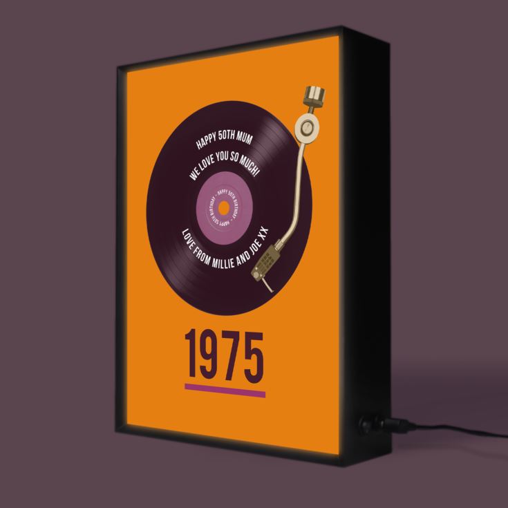 Personalised 50th Birthday Retro Record Light Box product image