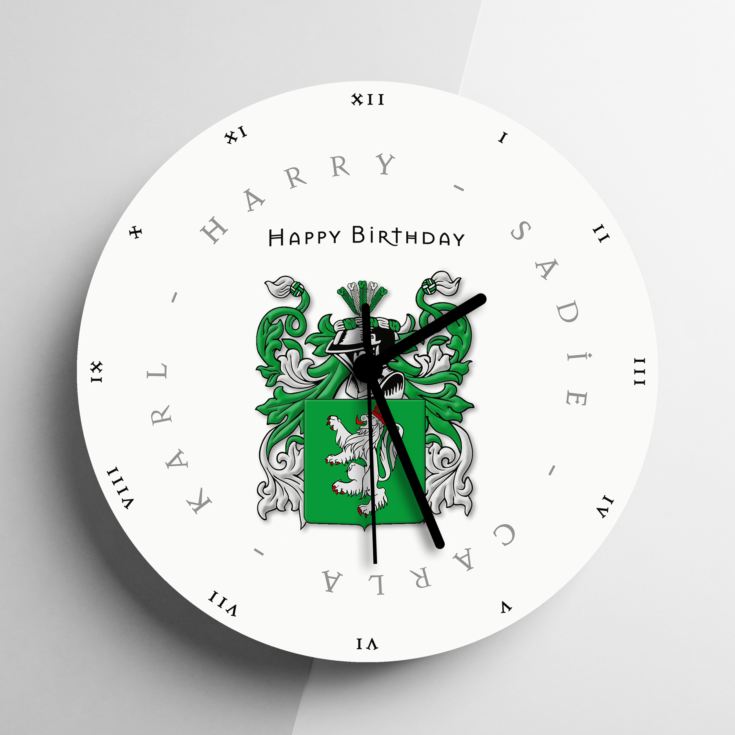 Personalised Coat of Arms Clock product image