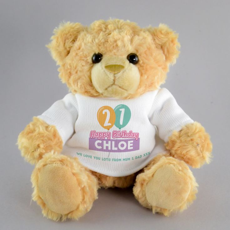 Personalised 21st Birthday Balloon Teddy Bear product image