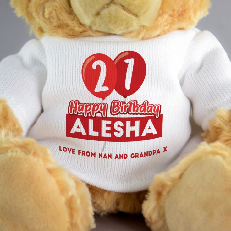 Personalised 21st Birthday Balloon Teddy Bear product image