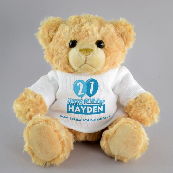 Personalised 21st Birthday Balloon Teddy Bear product image