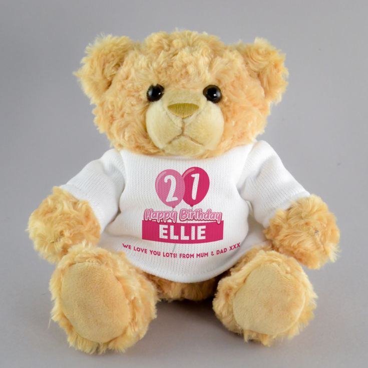 Personalised 21st Birthday Balloon Teddy Bear product image