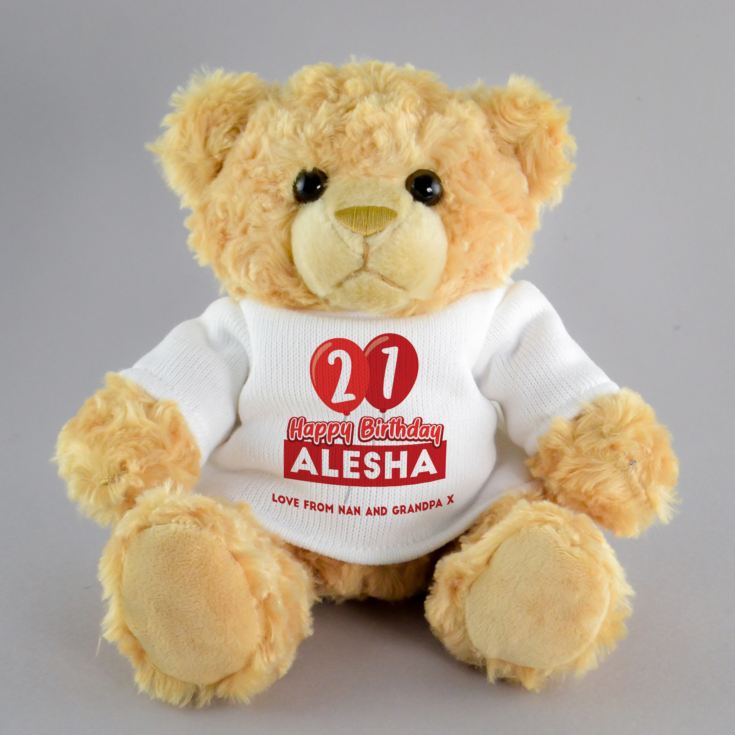 Personalised 21st Birthday Balloon Teddy Bear product image