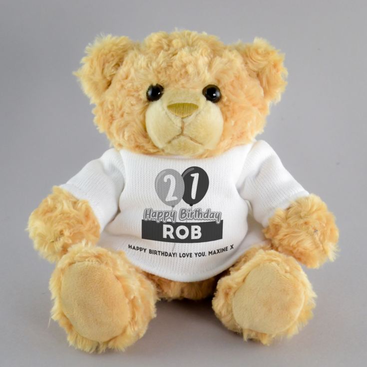 Personalised 21st Birthday Balloon Teddy Bear product image