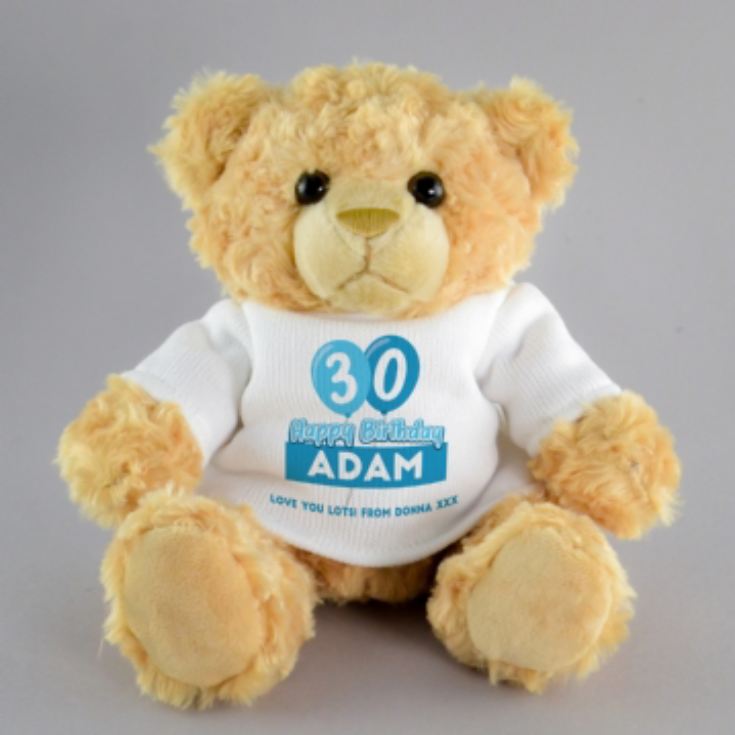 Personalised 30th Birthday Balloon Teddy Bear product image