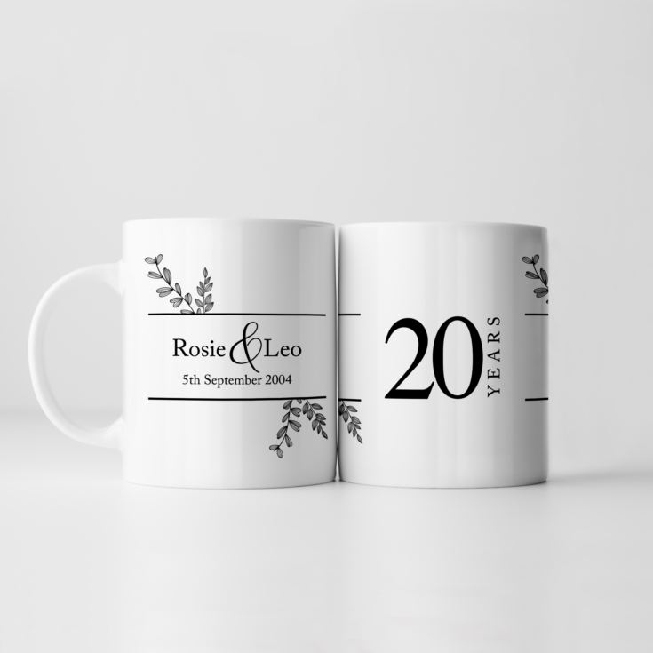 Personalised Botanical 20th Wedding Anniversary Mug product image