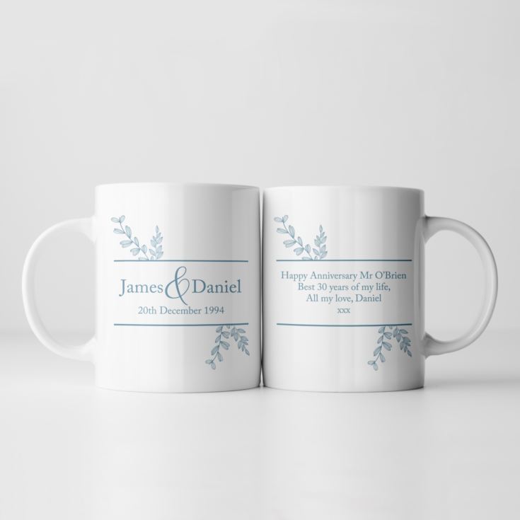 Personalised Botanical 30th Wedding Anniversary Mug product image