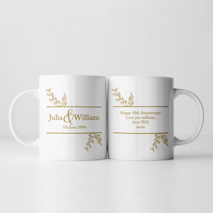 Personalised Botanical 30th Wedding Anniversary Mug product image