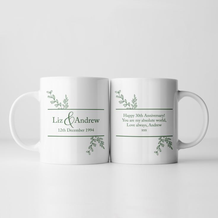 Personalised Botanical 30th Wedding Anniversary Mug product image