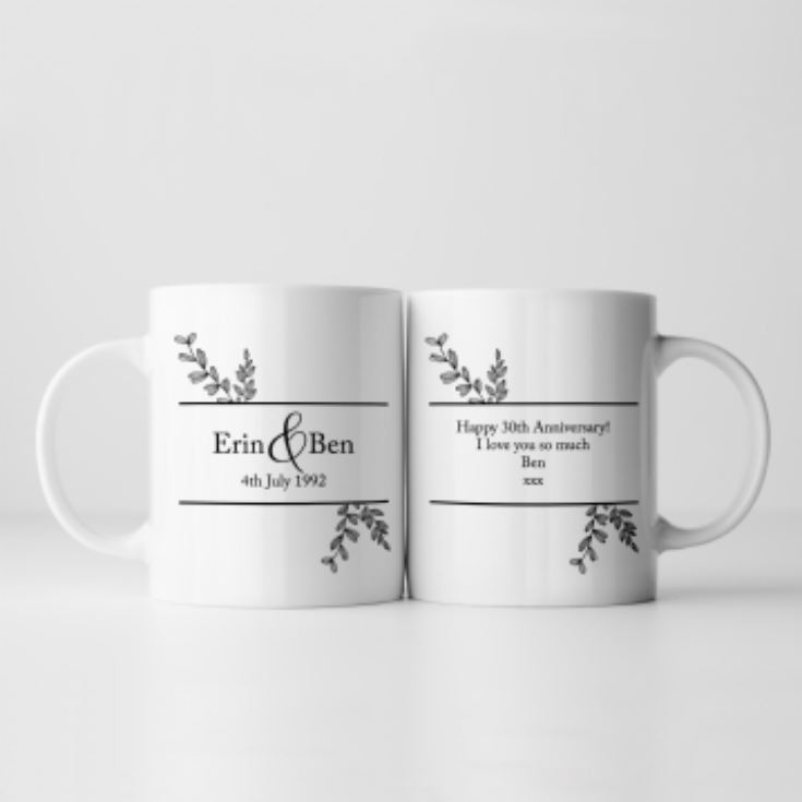 Personalised Botanical 30th Wedding Anniversary Mug product image