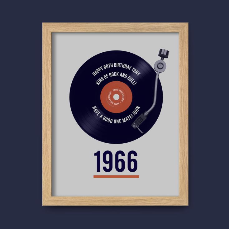 Personalised 60th Birthday Retro Record Print product image