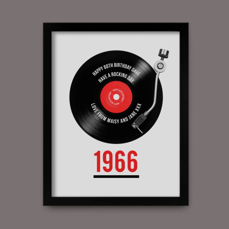 Personalised 60th Birthday Retro Record Print product image