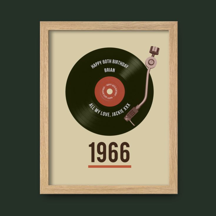 Personalised 60th Birthday Retro Record Print product image