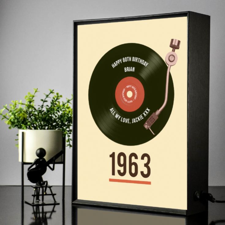Personalised 60th Birthday Retro Record Light Box product image