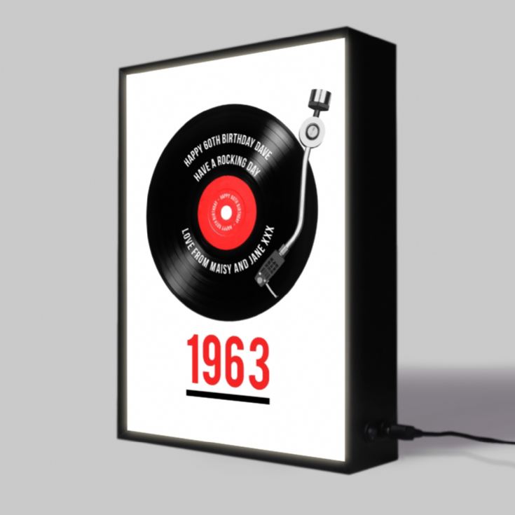 Personalised 60th Birthday Retro Record Light Box product image