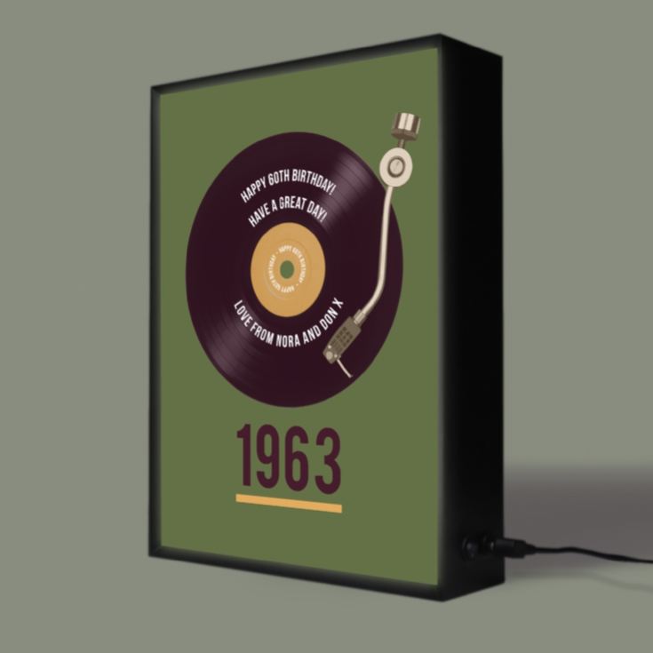 Personalised 60th Birthday Retro Record Light Box product image