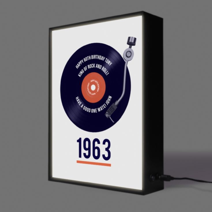 Personalised 60th Birthday Retro Record Light Box product image