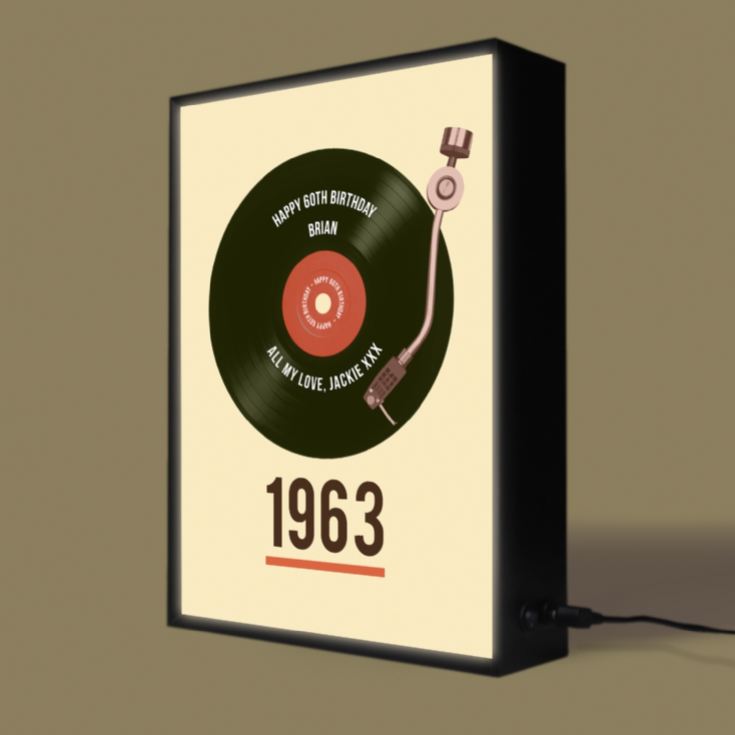 Personalised 60th Birthday Retro Record Light Box product image