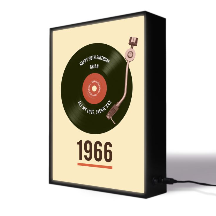 Personalised 60th Birthday Retro Record Light Box product image