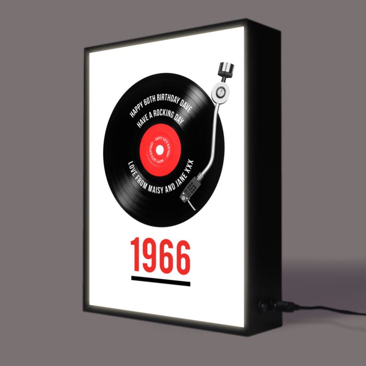 Personalised 60th Birthday Retro Record Light Box product image
