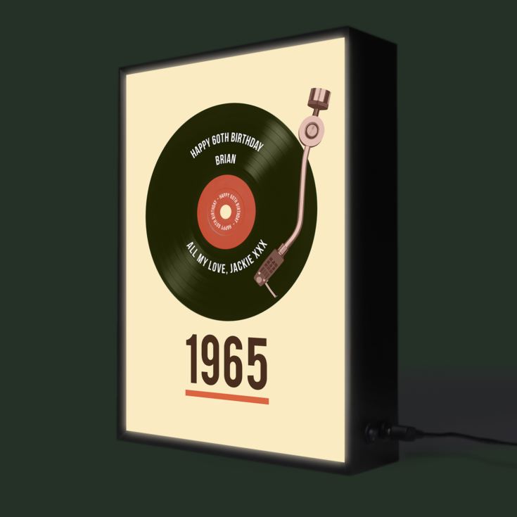 Personalised 60th Birthday Retro Record Light Box product image
