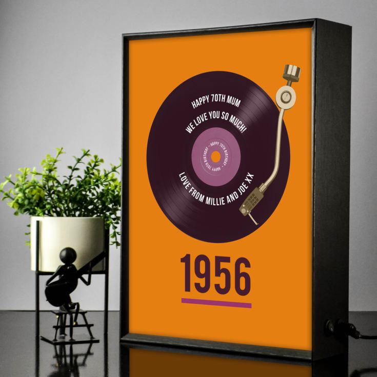 Personalised 70th Birthday Retro Record Light Box product image