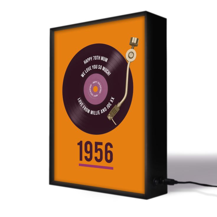 Personalised 70th Birthday Retro Record Light Box product image
