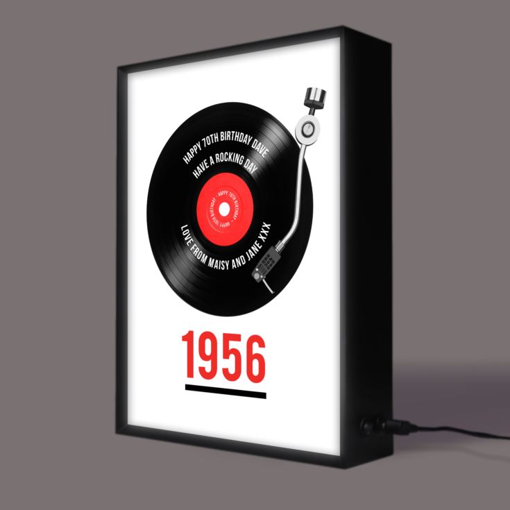 Personalised 70th Birthday Retro Record Light Box product image