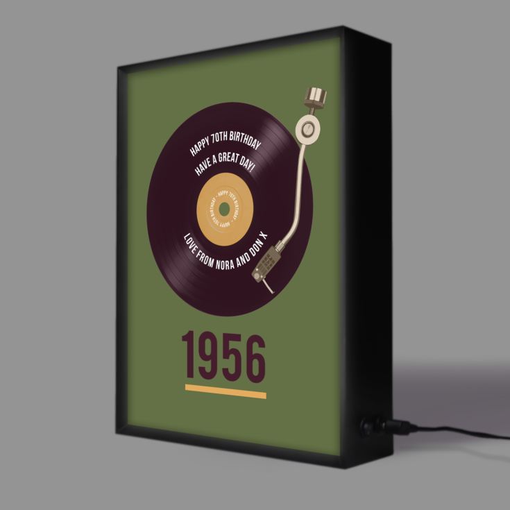 Personalised 70th Birthday Retro Record Light Box product image
