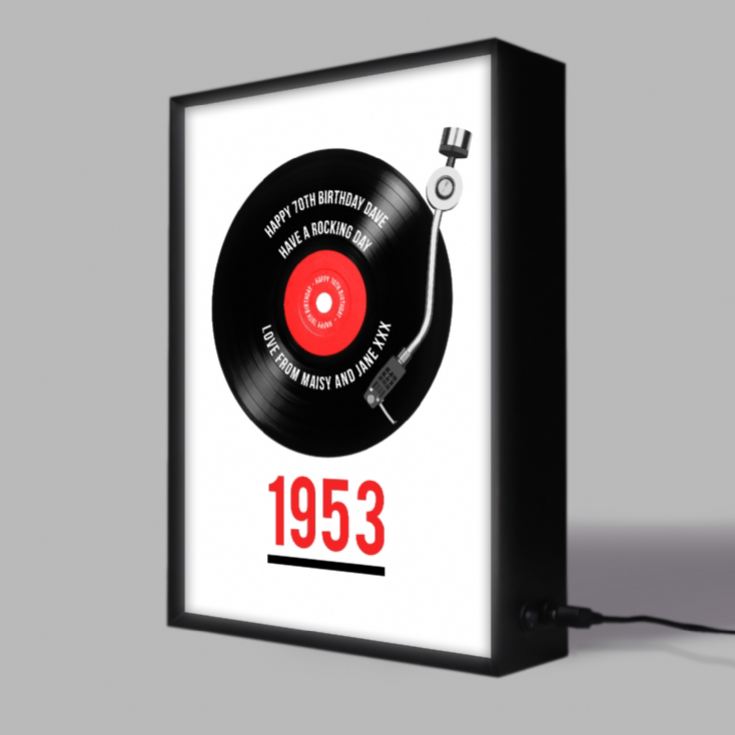 Personalised 70th Birthday Retro Record Light Box product image
