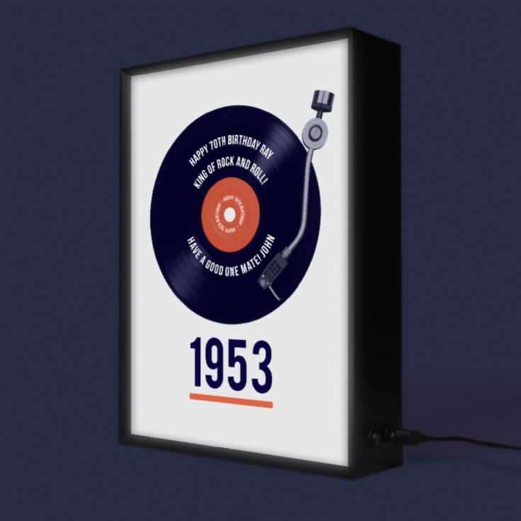 Personalised 70th Birthday Retro Record Light Box product image