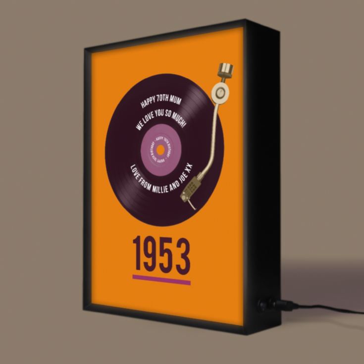 Personalised 70th Birthday Retro Record Light Box product image