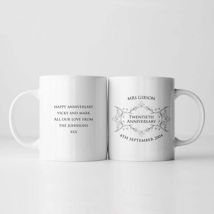 Pair Of Personalised Twentieth Anniversary Mugs product image