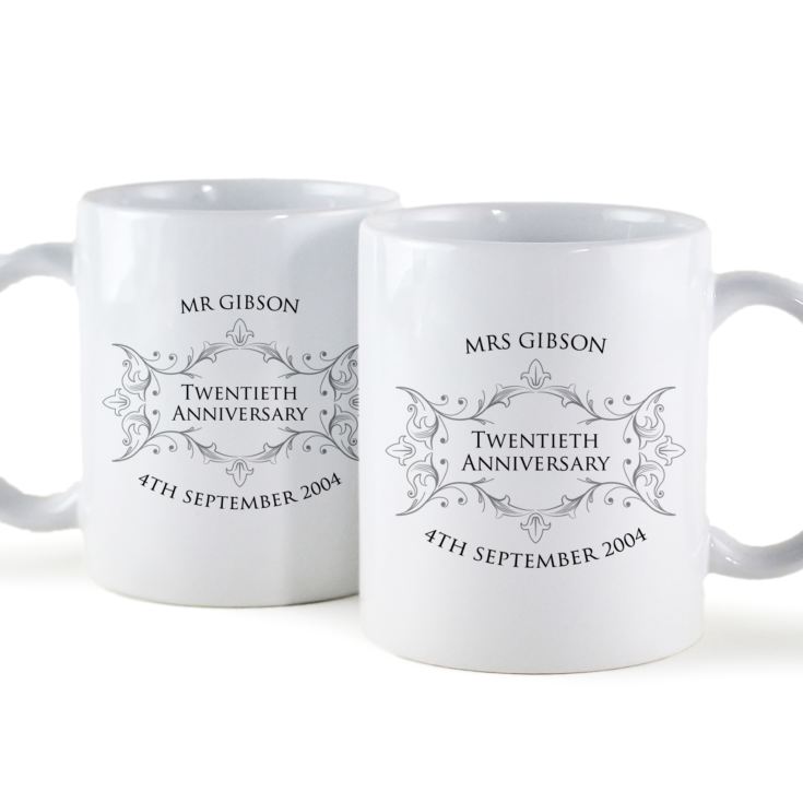 Pair Of Personalised Twentieth Anniversary Mugs product image