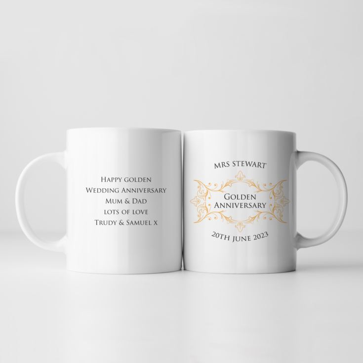 Pair of Personalised Golden Anniversary Mugs product image
