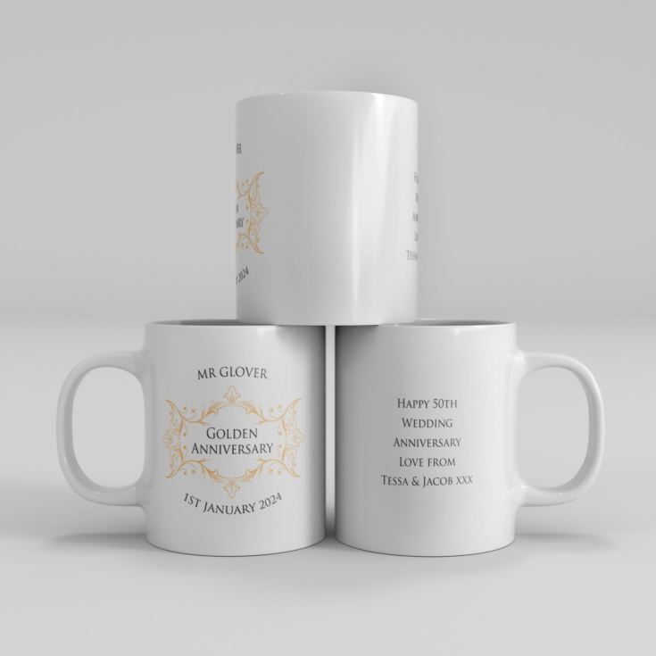 Pair of Personalised Golden Anniversary Mugs product image