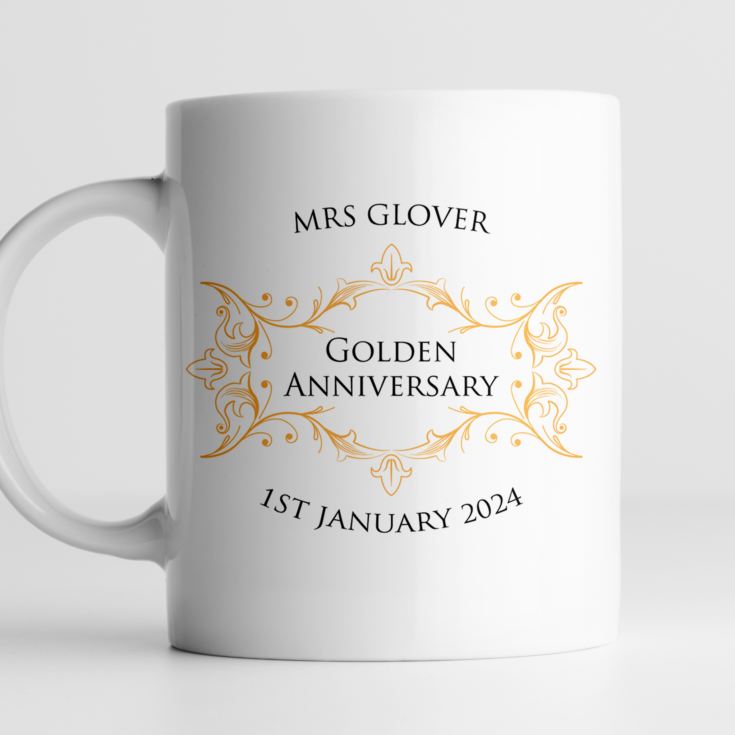 Pair of Personalised Golden Anniversary Mugs product image