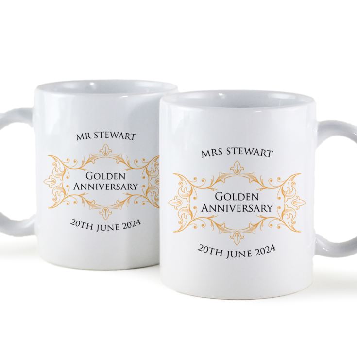 Pair of Personalised Golden Anniversary Mugs product image