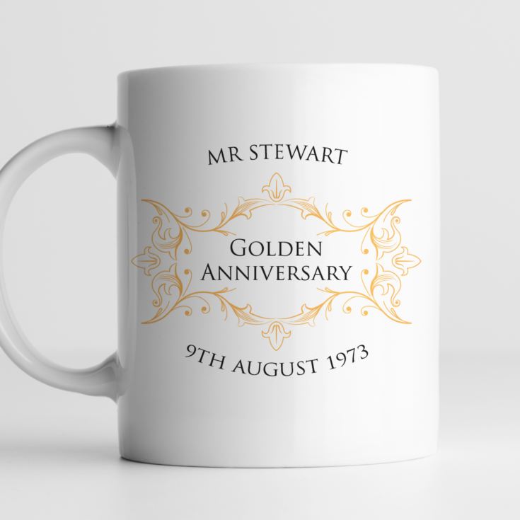 Pair of Personalised Golden Anniversary Mugs product image