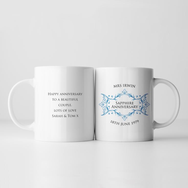 Pair of Personalised Sapphire Anniversary Mugs product image